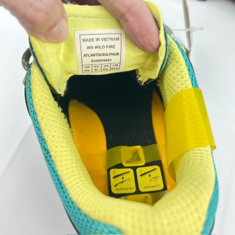 Salewa Wildfire Womens Hiking Shoes Teal Yellow Vibram Approach Alpine Fit NWT - Picture 9 of 12